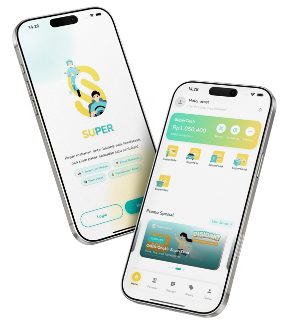 Tampilan Aplikasi SuperFood dan Mart